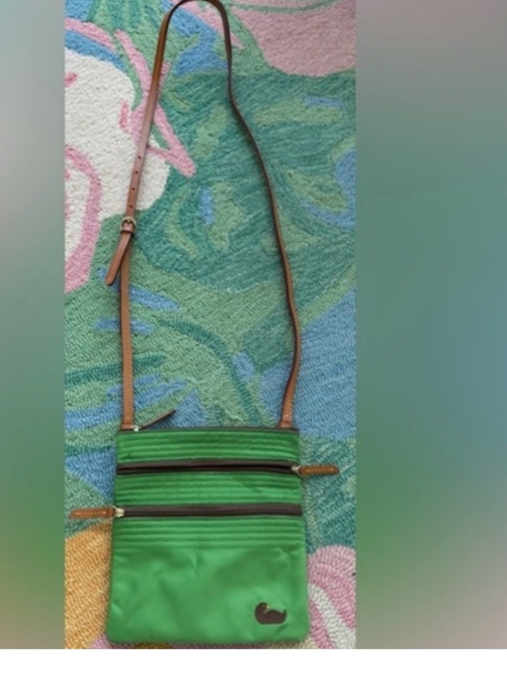 Dooney & Bourke Green Crossbody with Brown Leather Strap